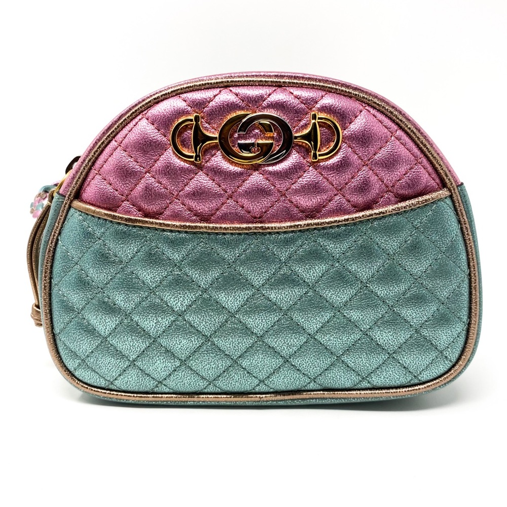 GUCCI Trapuntata Crossbody Shoulder Bag Pink Green - Picture 1 of 15